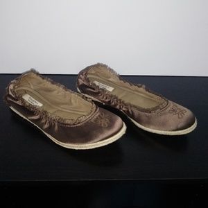 Vera Wang Simply Vera brown satin espadrilles
